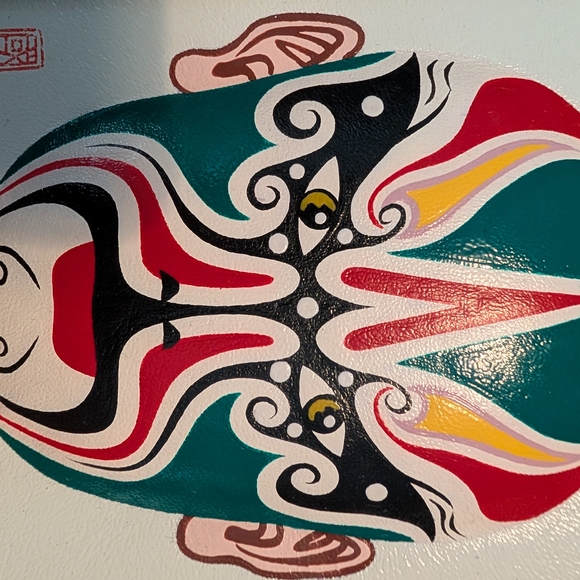 Framed Chinese Opera Mask Art – Cheng Yaojin Design,  Peking Opera - Picture 2 of 4